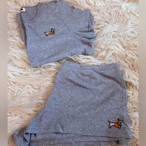 Victoria's Secret PINK Halloween Dog Grey T-Shirt & Shorts Pajama Set